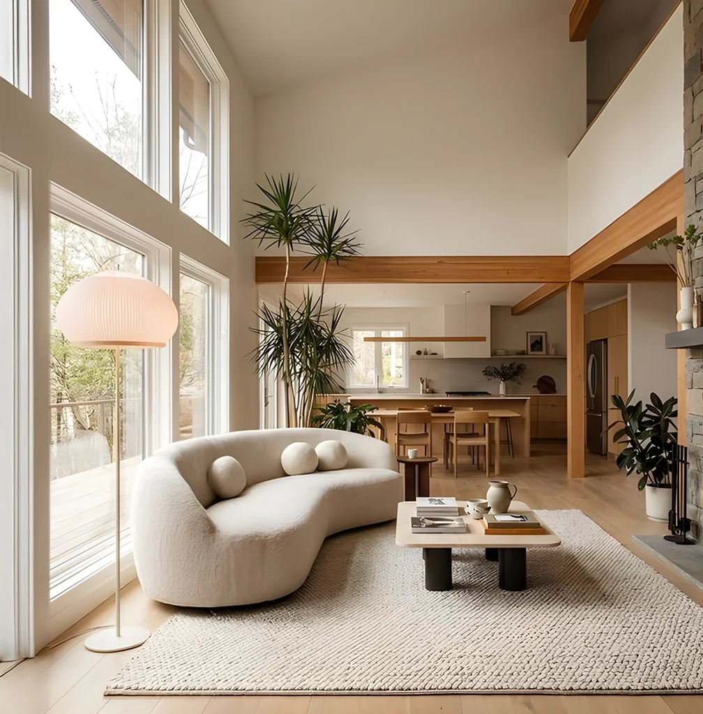 Lampadaire design organique, lumière douce
