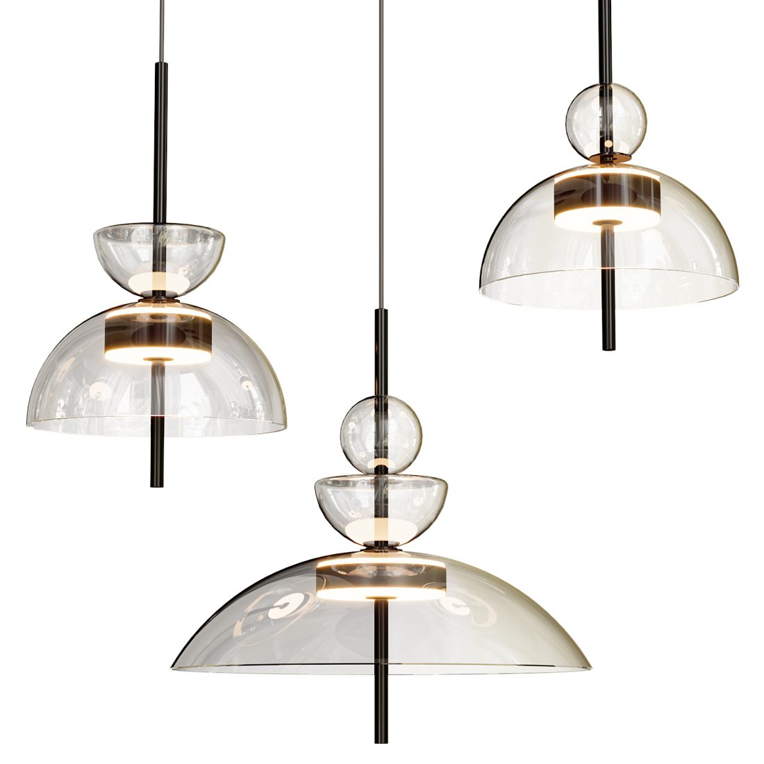 Suspension Bangkok LED, diffuseurs en verre