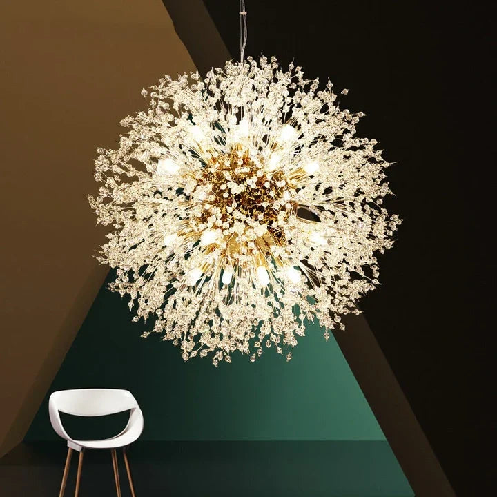 Lustre Lavande doré à cristaux