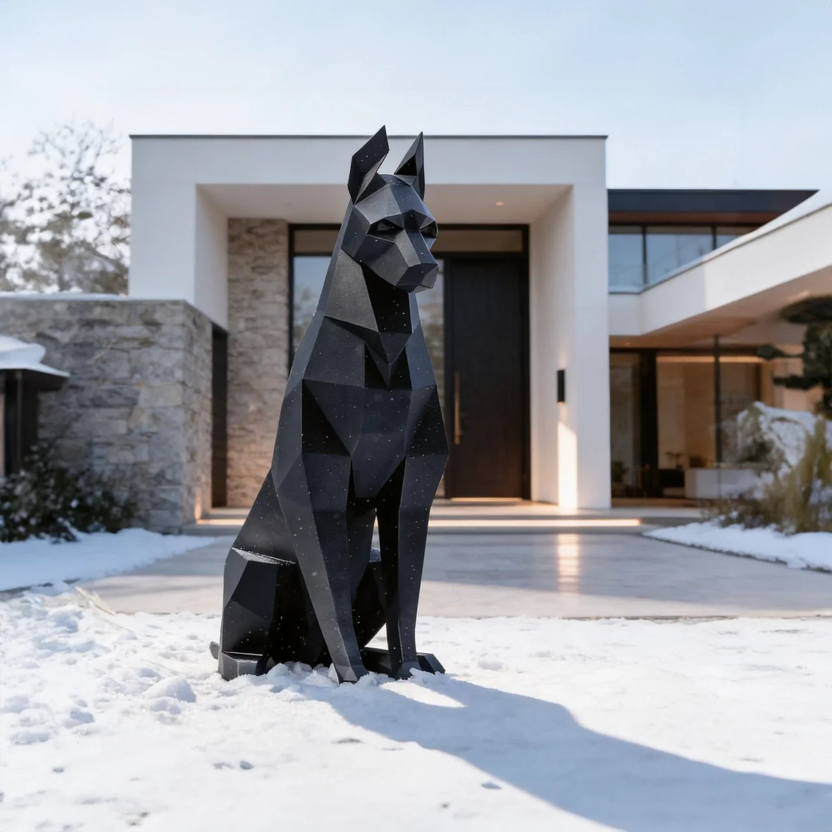 Sculpture Doberman assis en situation