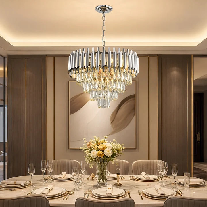 Lustre Cristal traditionnel argent en situation