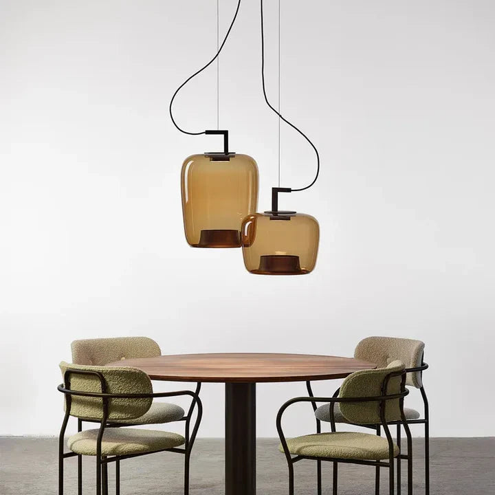 Lustre nordique en verre LED en situation