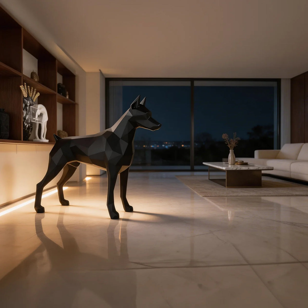 Sculpture Doberman debout, détail