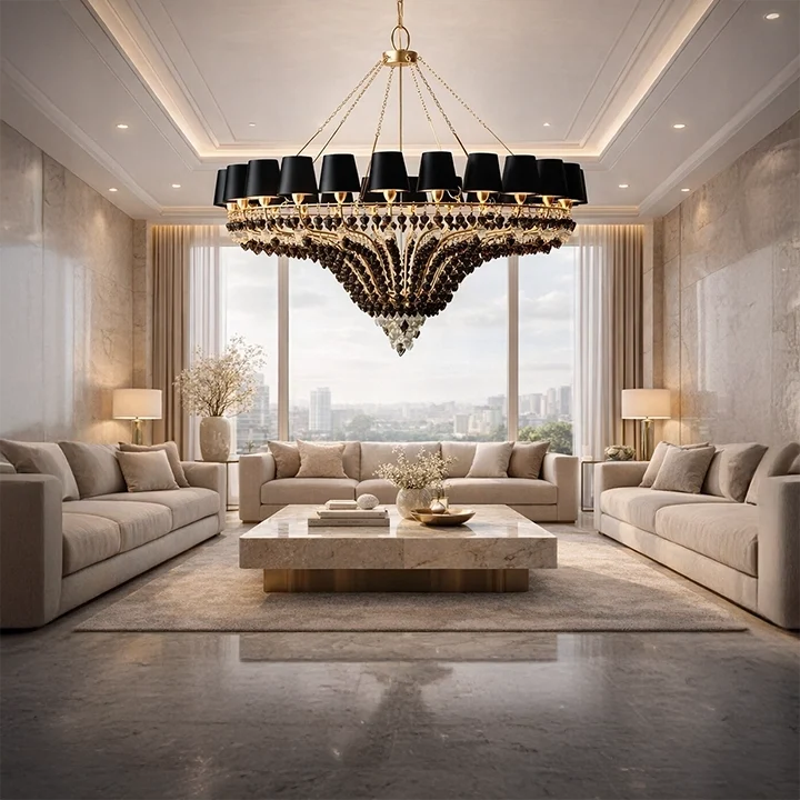 Lustre chandelier moderne en situation