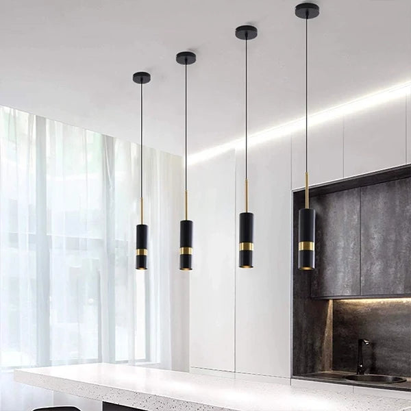 Suspension LED tube cylindrique en situation