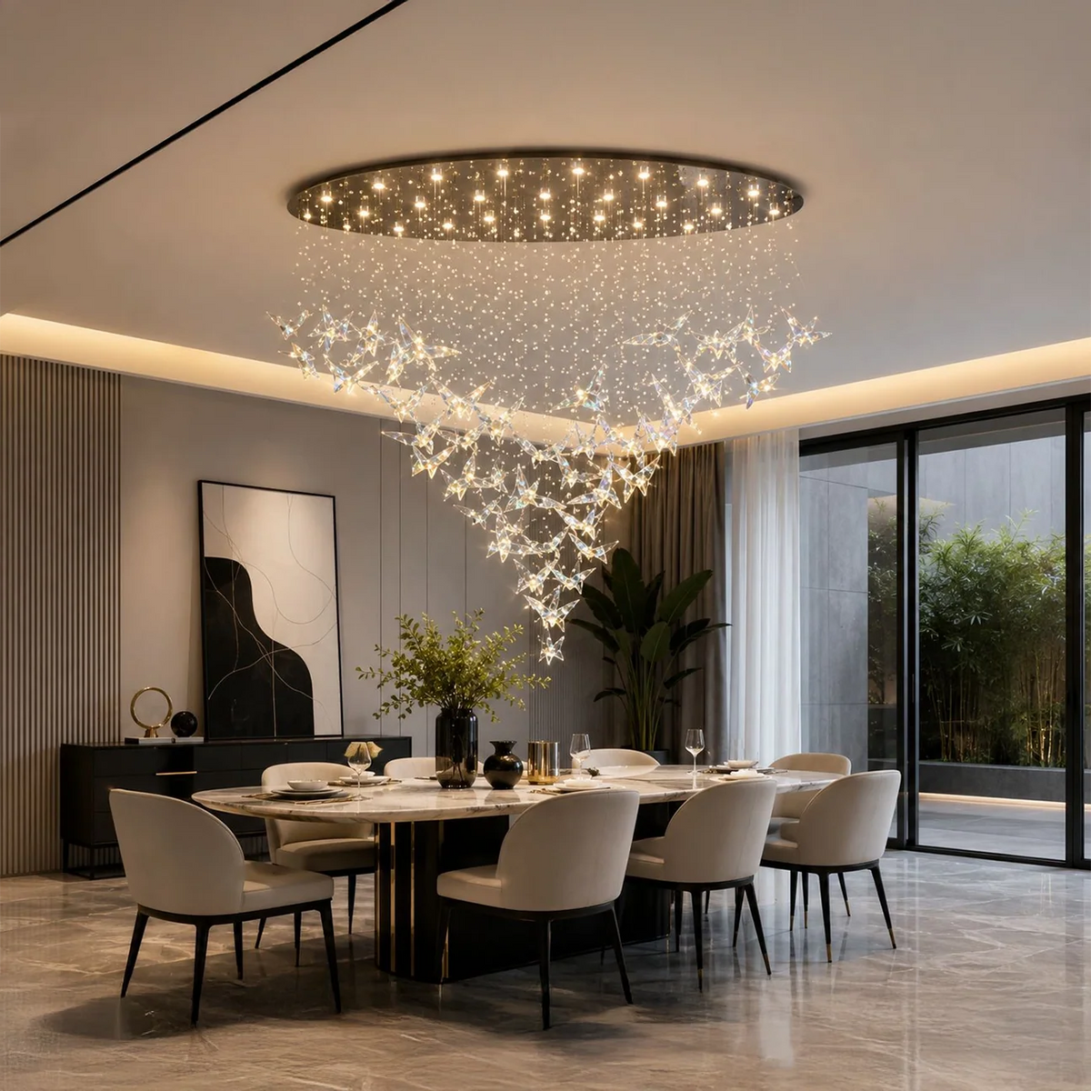 Lustre Constellation Papillon, voile lumineux