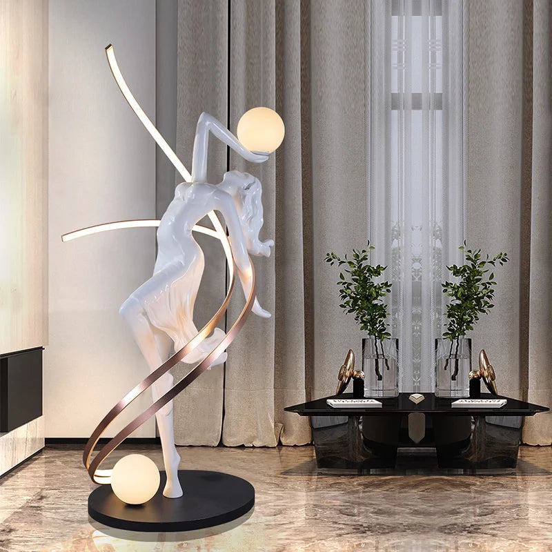 Sculpture Danseuse lumineuse abstraite en situation