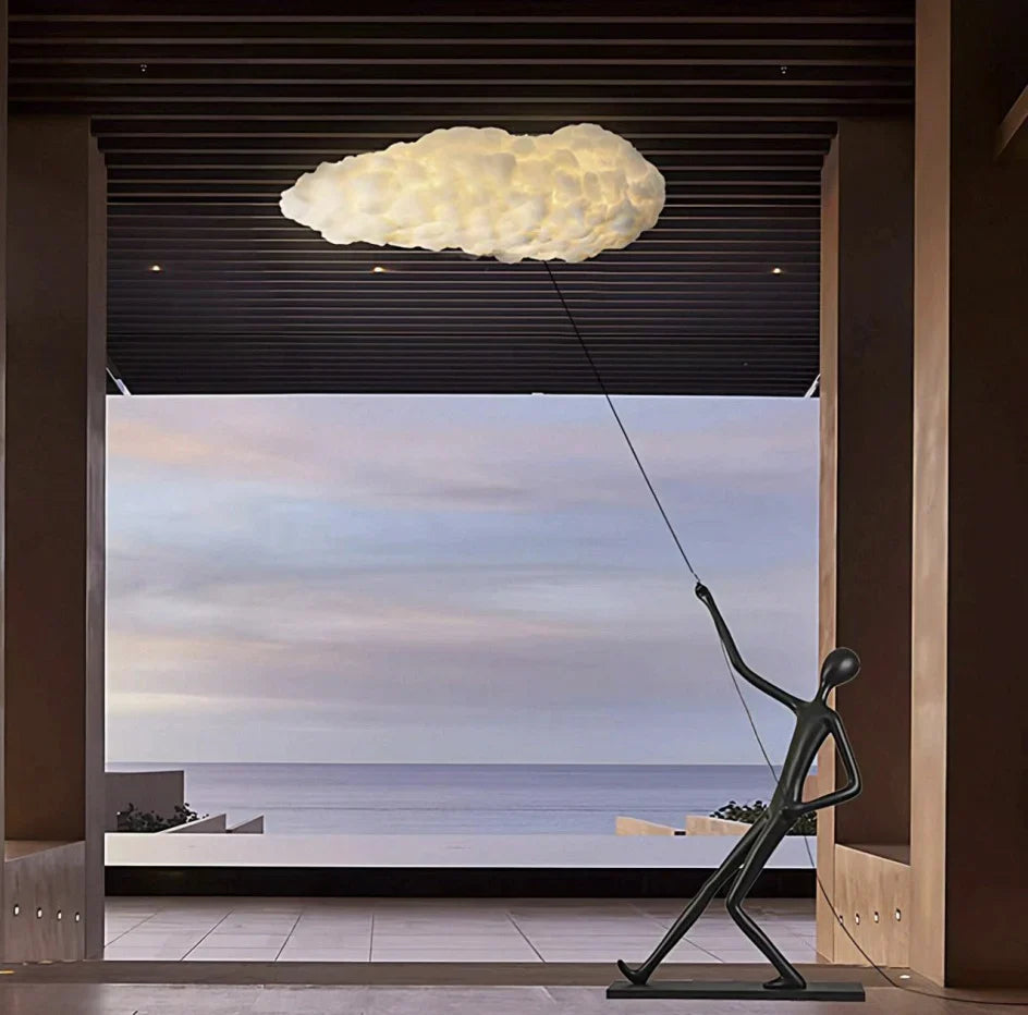 Sculpture L'Homme au nuage, nuage lumineux