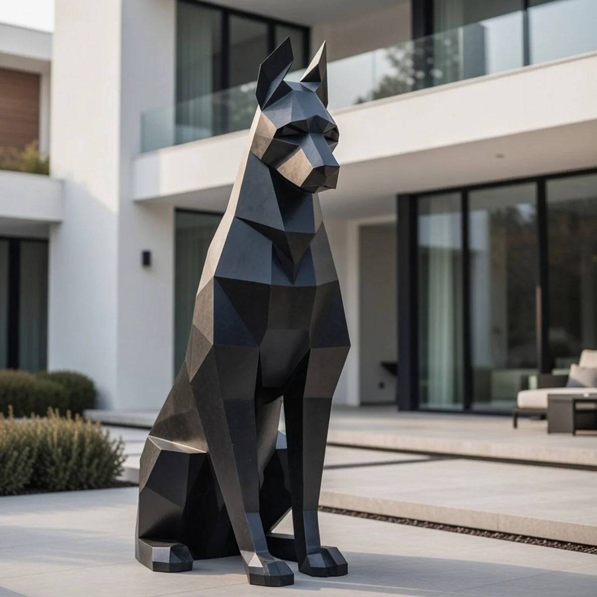 Sculpture Doberman assis, finition