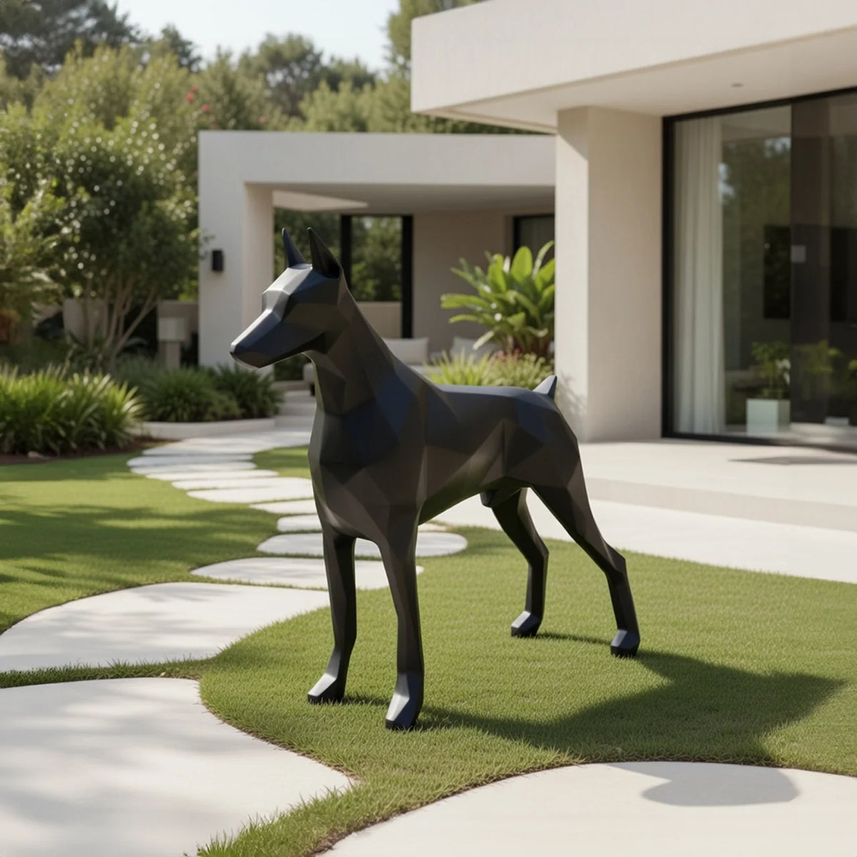 Sculpture Doberman debout, finition