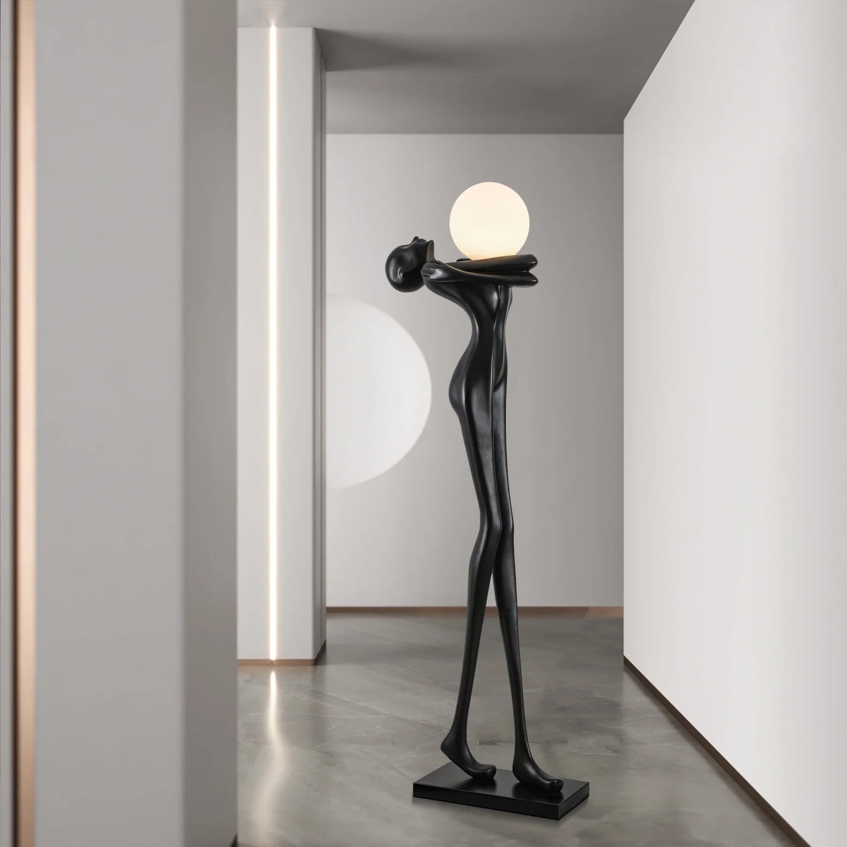 Lampadaire Silhouette Élégante, sphère lumineuse
