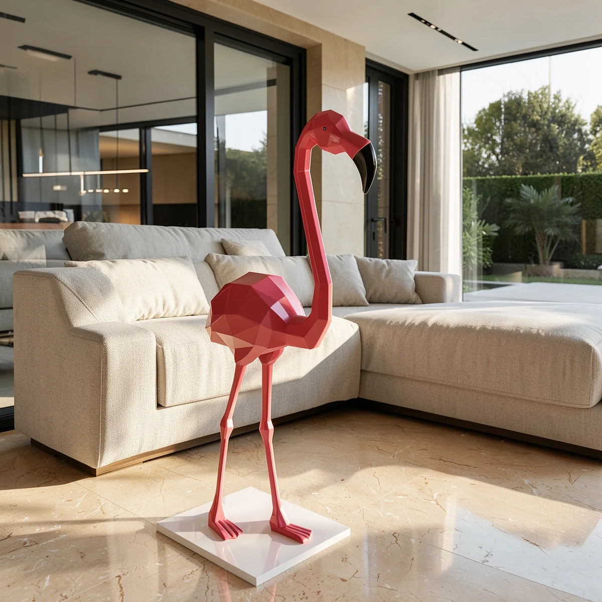 Sculpture Flamant rose, détail