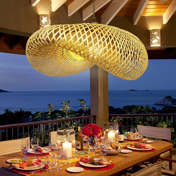 Lustre en osier Zen bambou, tressage