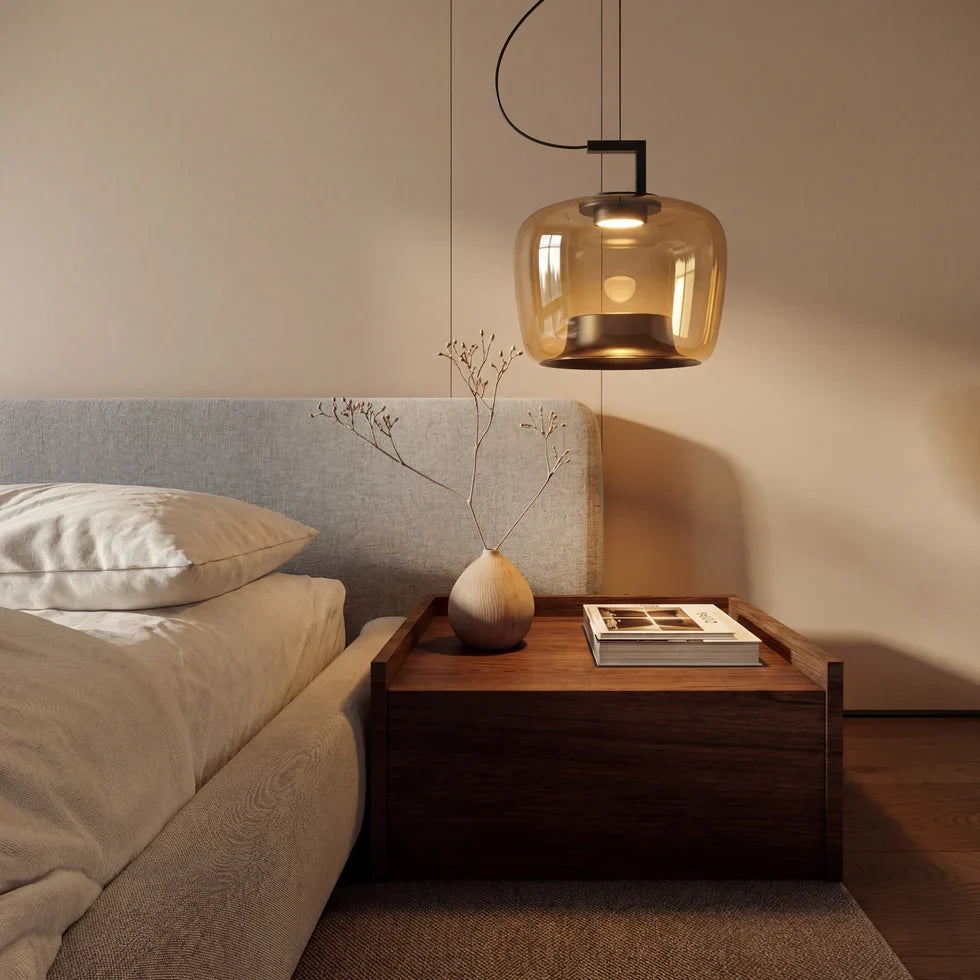 Lustre nordique en verre LED, détail