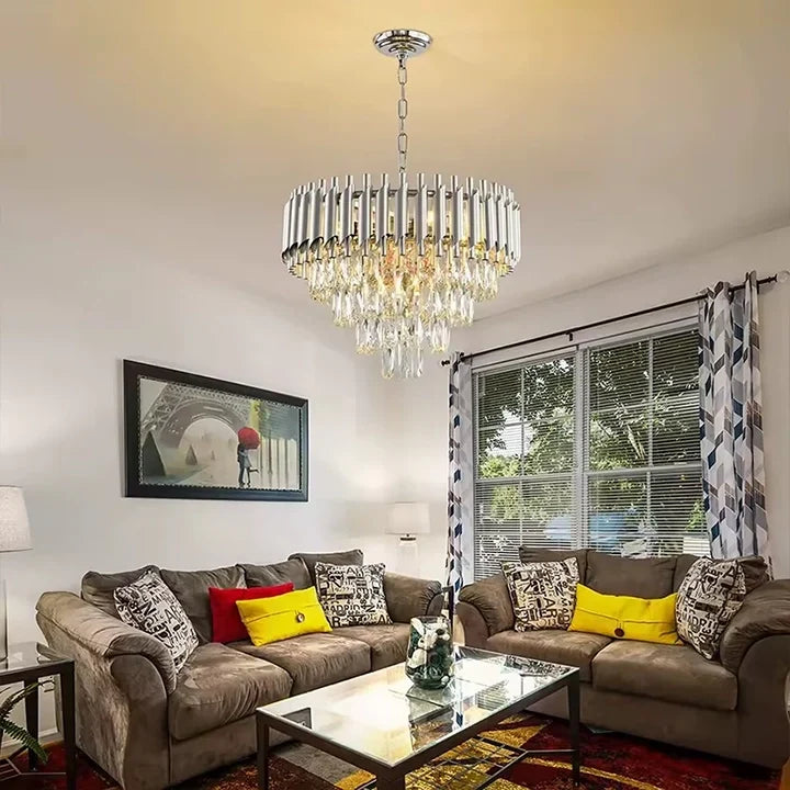 Lustre Cristal traditionnel argent, cristal