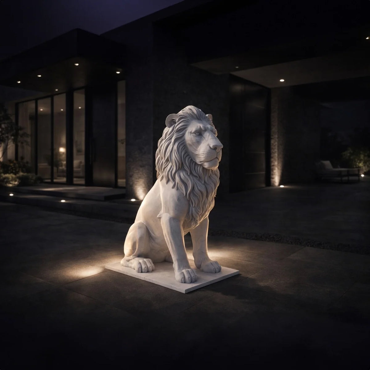 Sculpture Lion de l'Atlas assis, finition