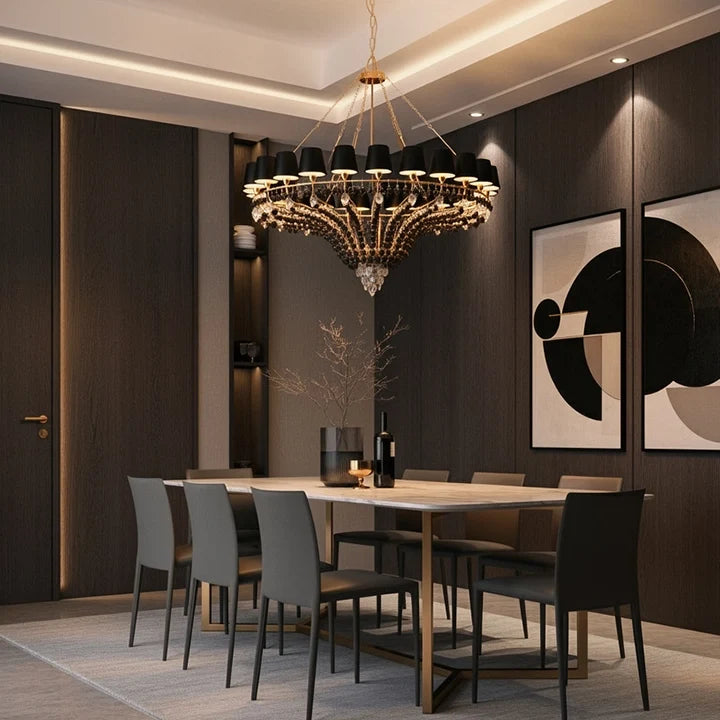 Lustre chandelier moderne, pampilles