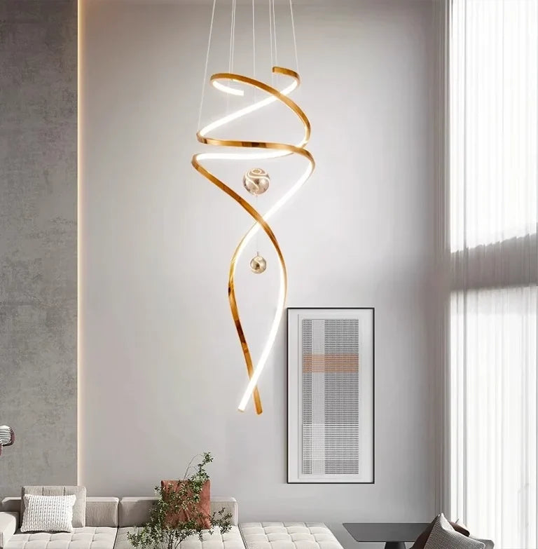 Suspension Spirale Infini, globes lumineux
