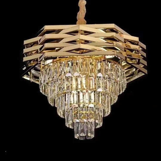 Lustre Hexagone doré, cadre acier