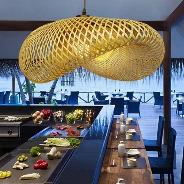 Lustre en osier Zen bambou, détail