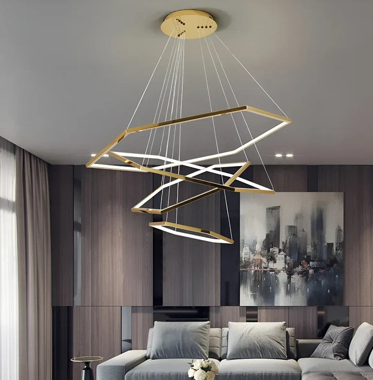 Lustre Hexa-Luxe, détail métal doré