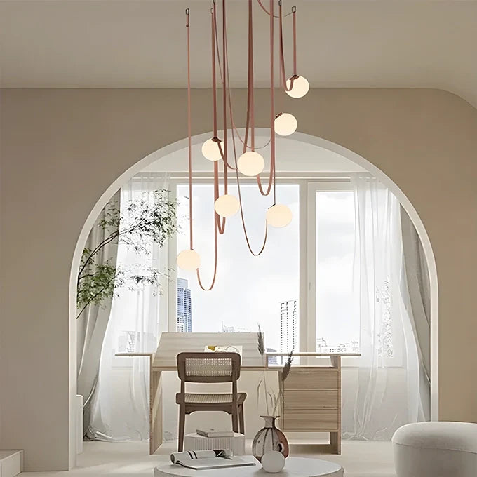 Suspension en cuir, abat-jour