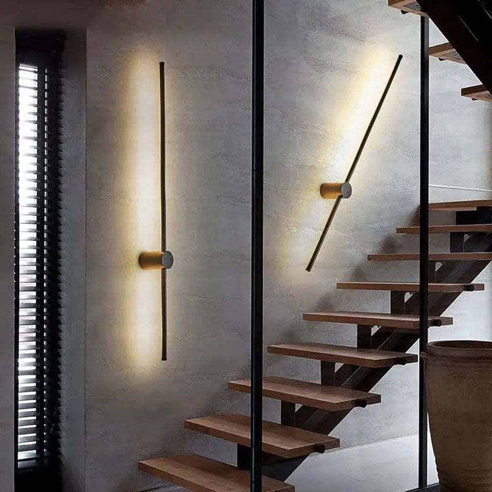 Applique murale LED linéaire noire, vue d'ensemble