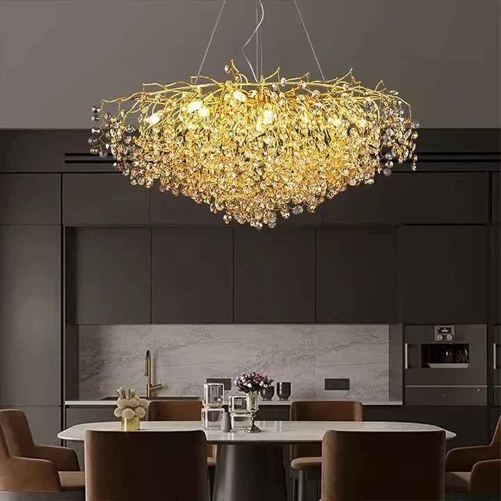 Lustre Champagne en verre cristallin