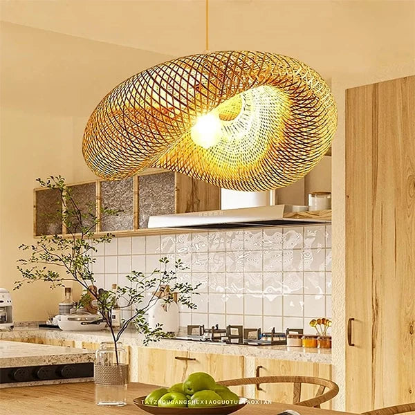 Lustre en osier Zen bambou, vue d'ensemble