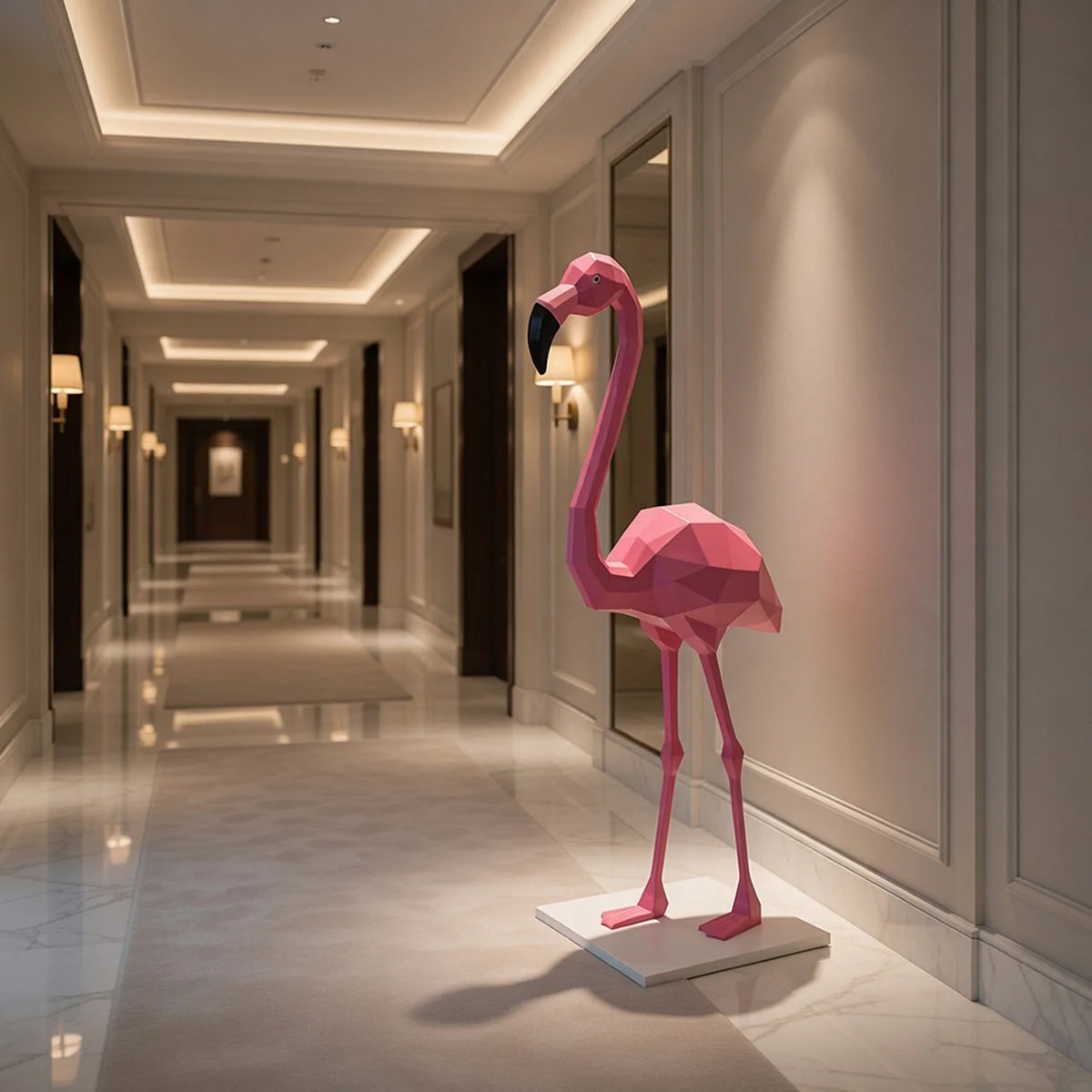 Sculpture Flamant rose, vue d'ensemble