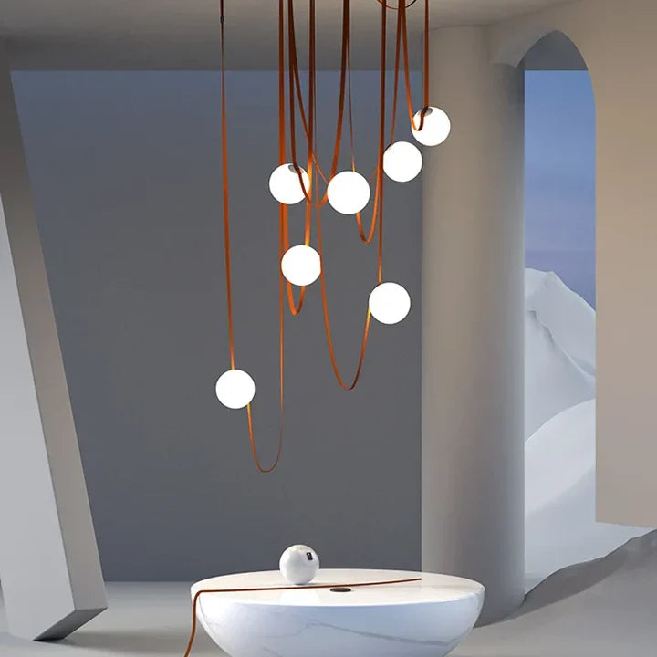 Suspension en cuir, vue d'ensemble