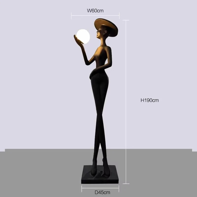 Lampadaire Femme au chapeau, dimensions