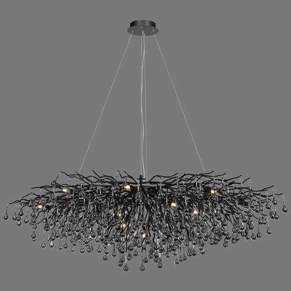 Lustre Icicle Prestige, pendentifs en verre fumé