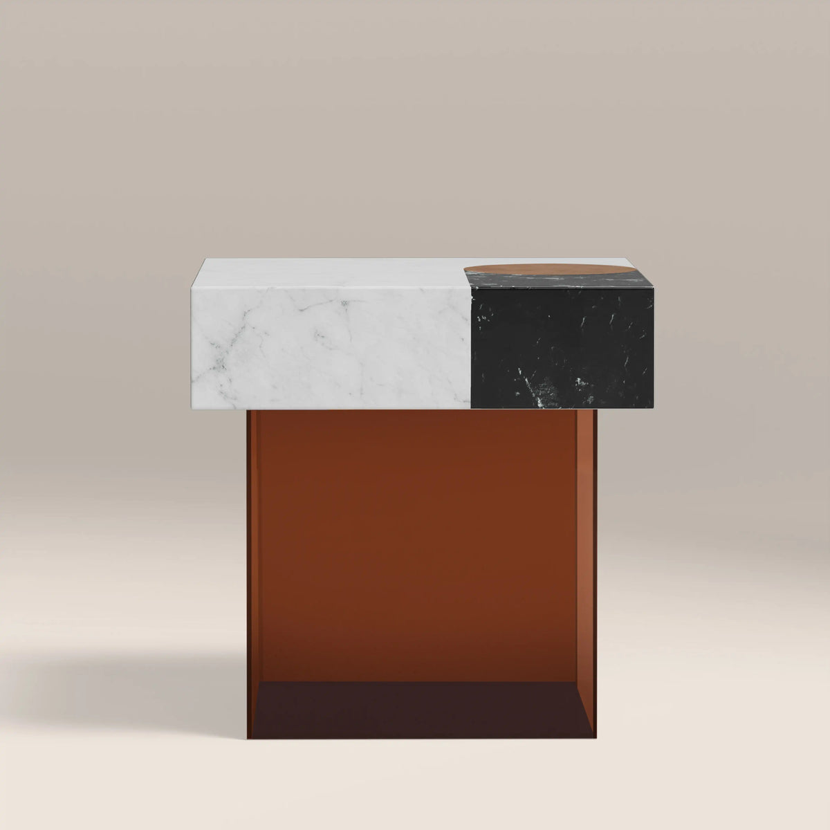 Table d'Appoint Atmos — Marbre Mixte & Acrylique, détail