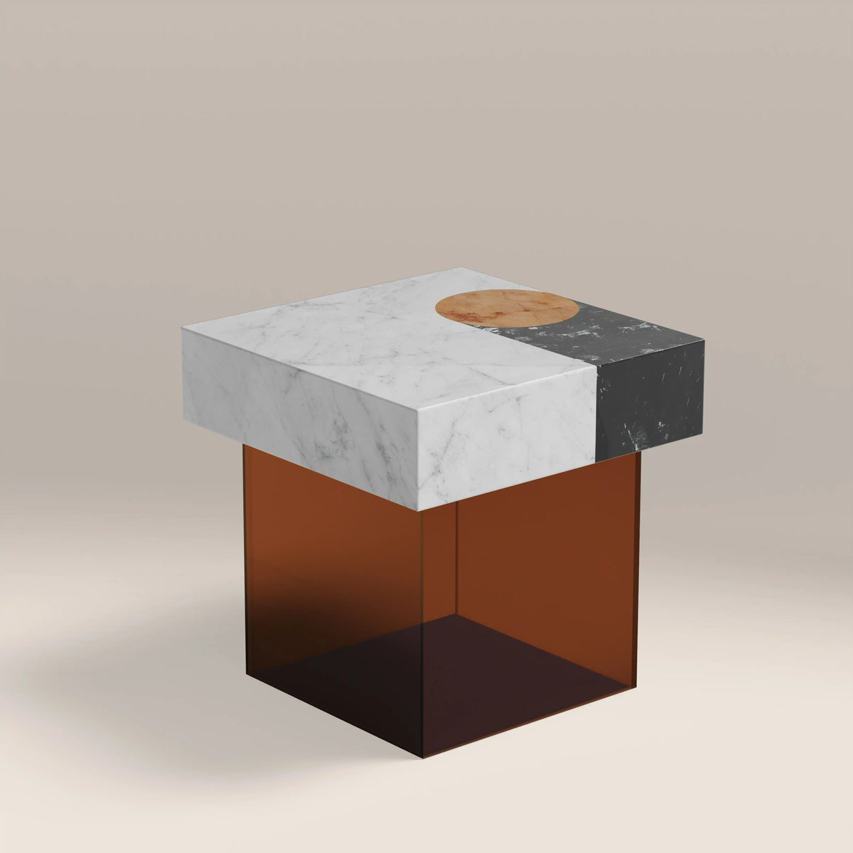 Table d'Appoint Atmos — Marbre Mixte & Acrylique