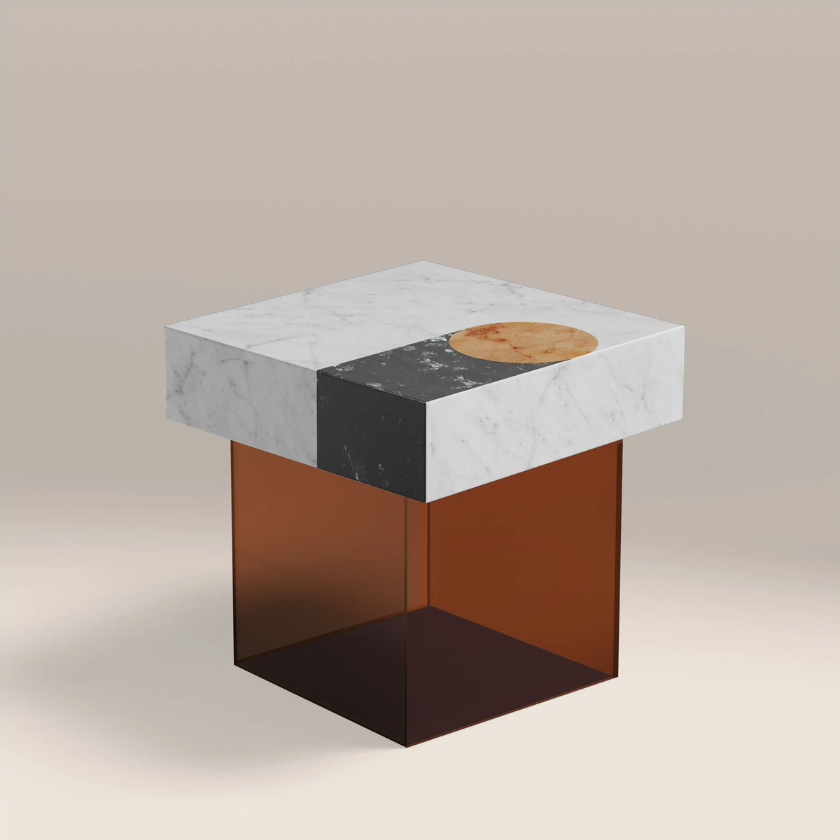 Table d'Appoint Atmos — Marbre Mixte & Acrylique en situation