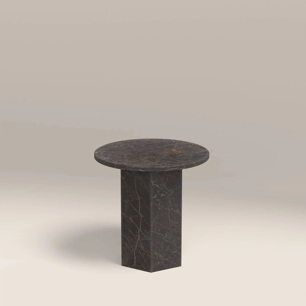 Table d'Appoint Faune — Marbre Gris Orage en situation