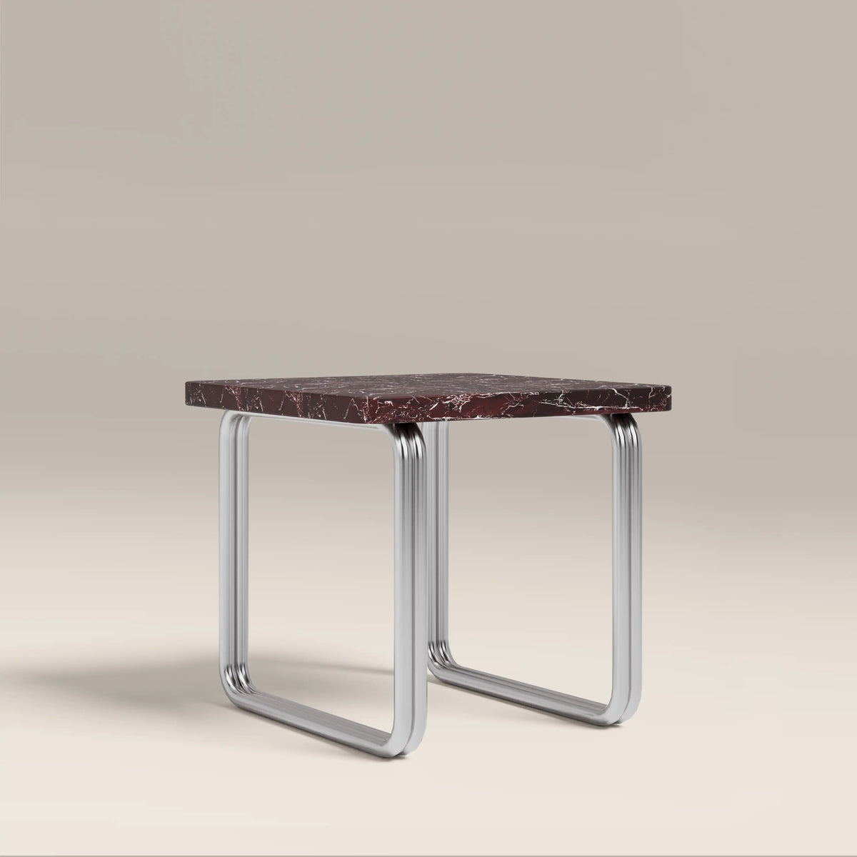 Table d'Appoint Gio — Marbre Rosso Levanto en situation