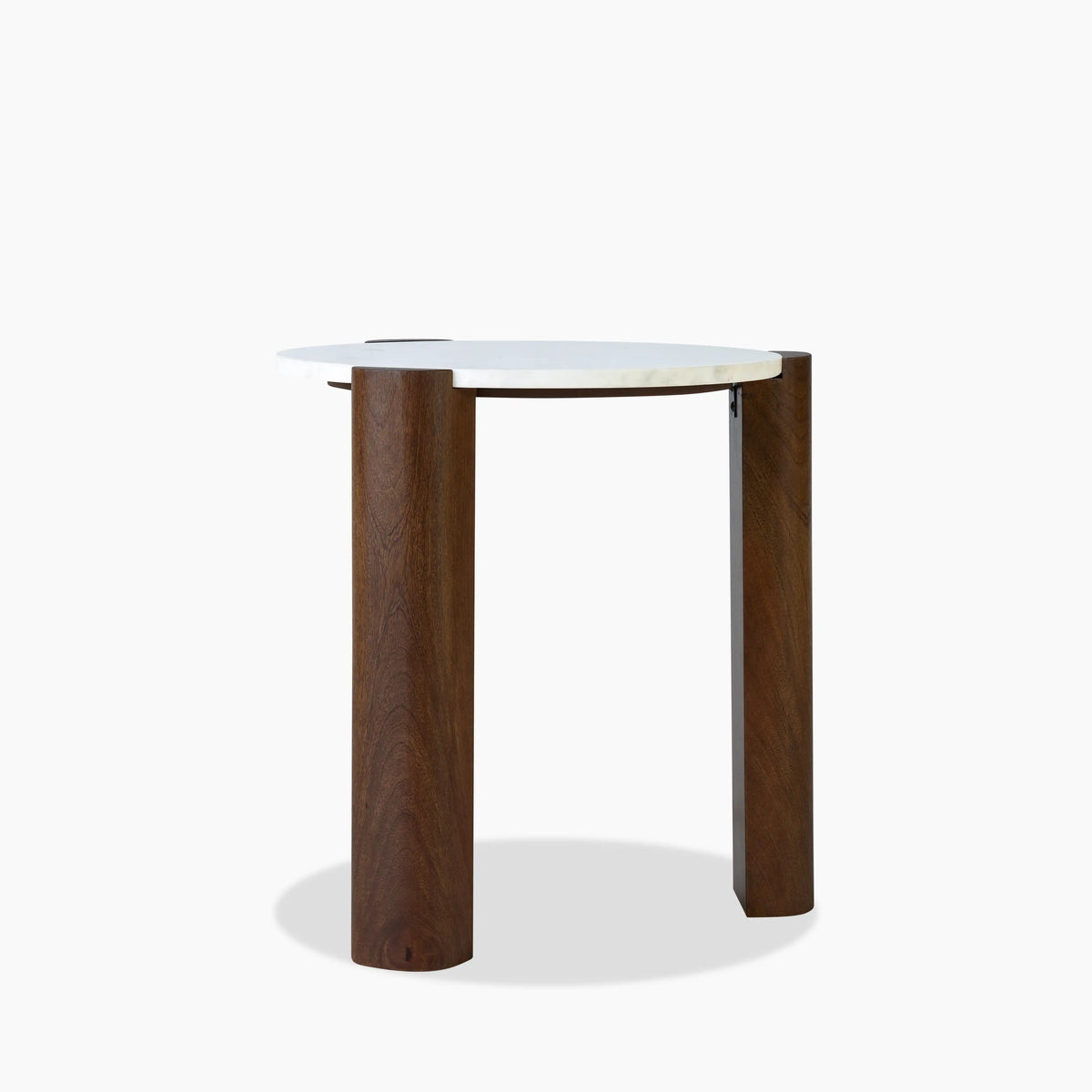 Table d'Appoint Emil — Marbre Blanc & Noyer, détail