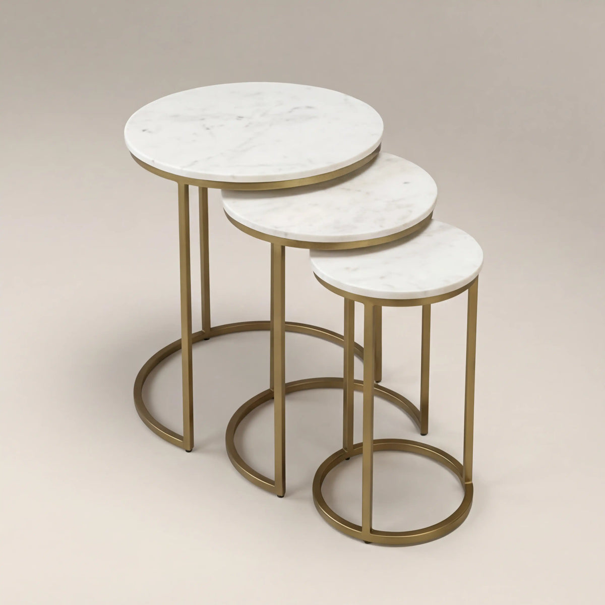 Table d'Appoint Madison — Trio Marbre Blanc & Laiton, vue d'ensemble