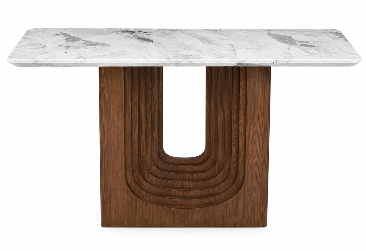 Console Akron marbre blanc et laiton