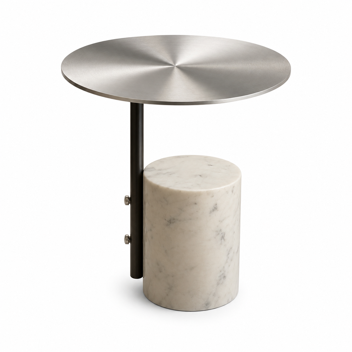 Table d'appoint Luna acier et marbre