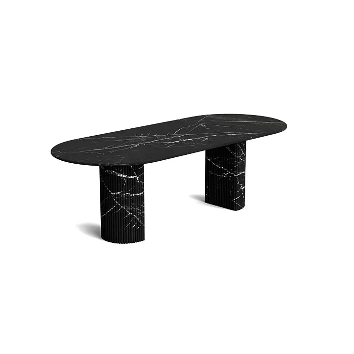 Table Ovale Blks — Marbre Noir en situation