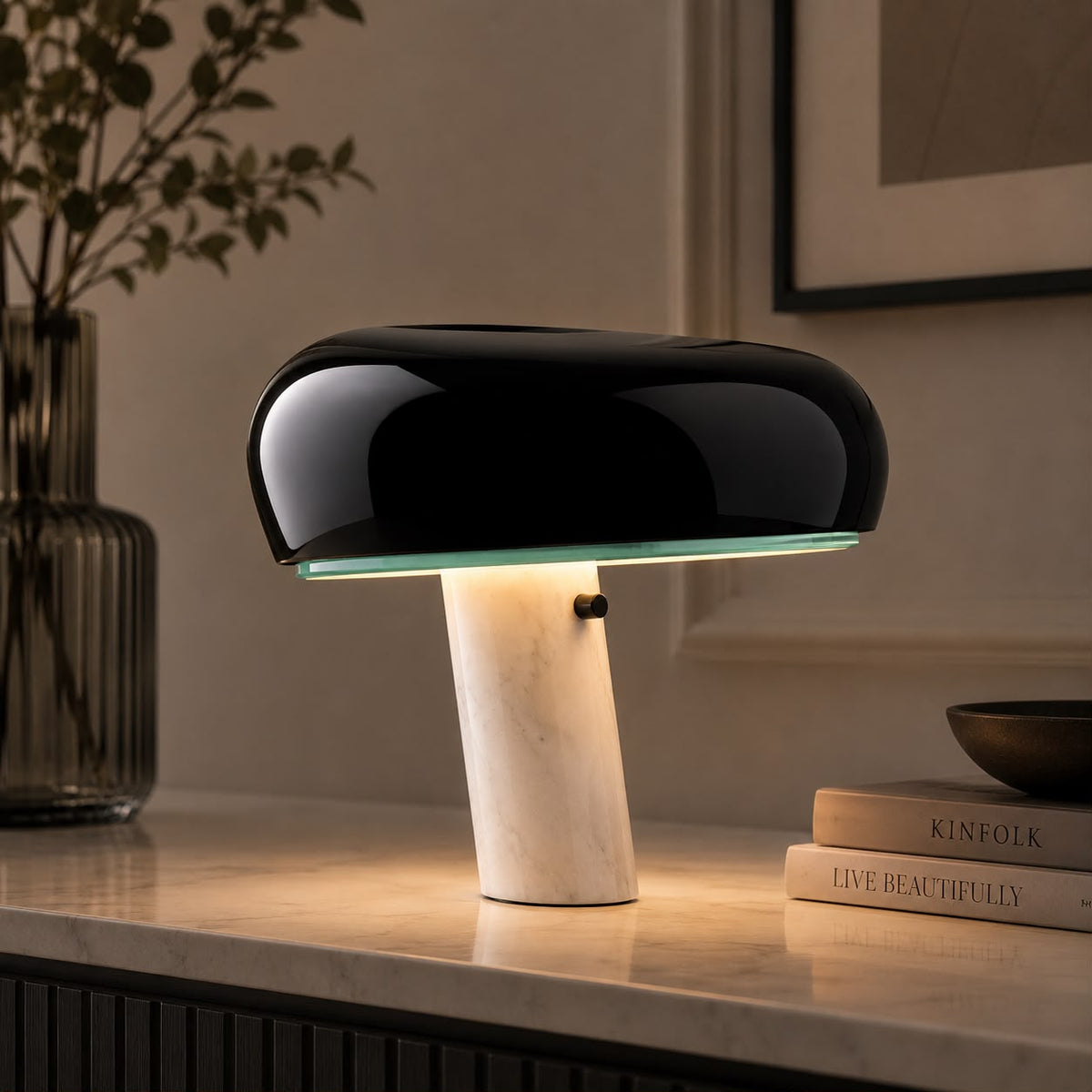 Lampe Lune, base en marbre naturel