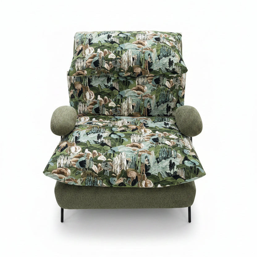 Fauteuil lounge Botanica en tissu jacquard végétal