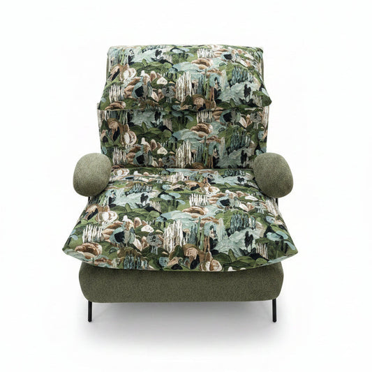 Fauteuil lounge Botanica en tissu jacquard végétal