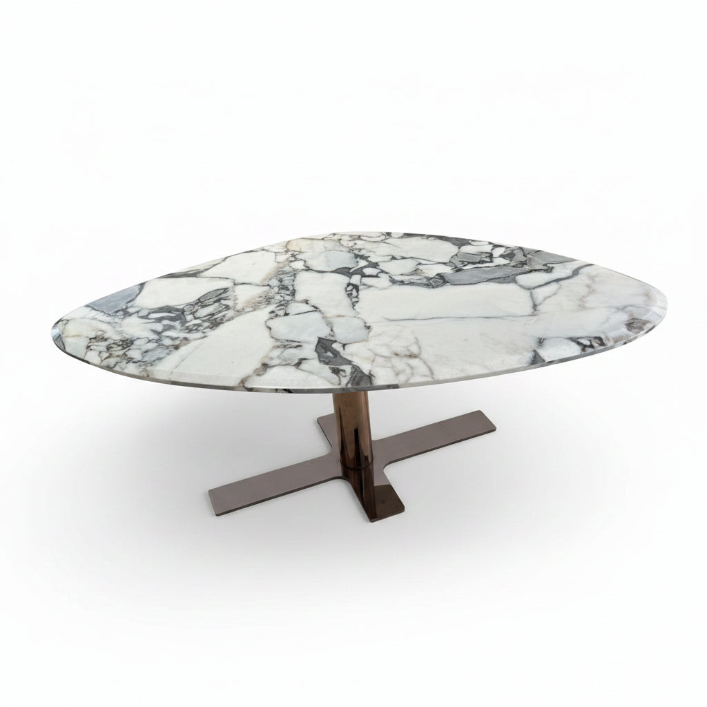 Table basse Calista, piètement métallique sculptural