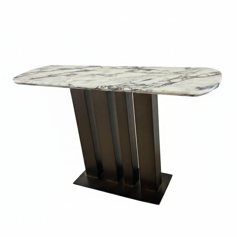 Console Verola, plateau céramique effet marbre
