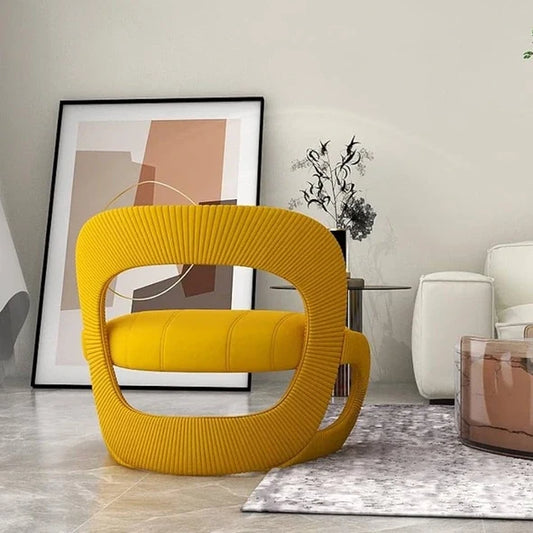 Fauteuil Aurelia en tissu côtelé safran