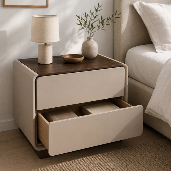 Détail tiroir ouvert Table de nuit NOVA